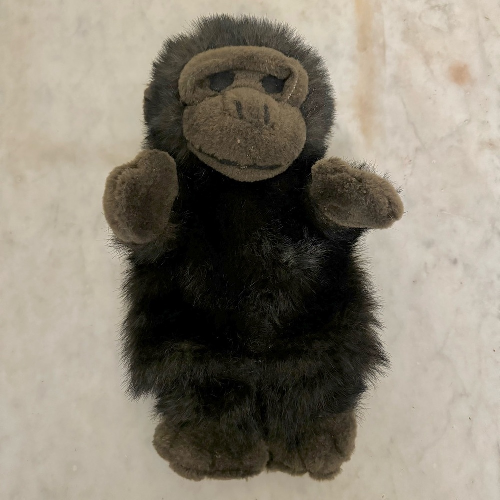 Vintage Gorilla Hand Puppet 11” Black Plush Stuffed‎ Animal Primate Monkey
